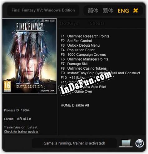 Final Fantasy XV Windows Edition Trainer: Update .